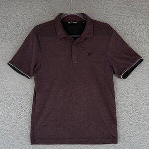 Travis Mathew Burgundy mens medium short sleeve Polo Golf Shirt Stretch Pullover